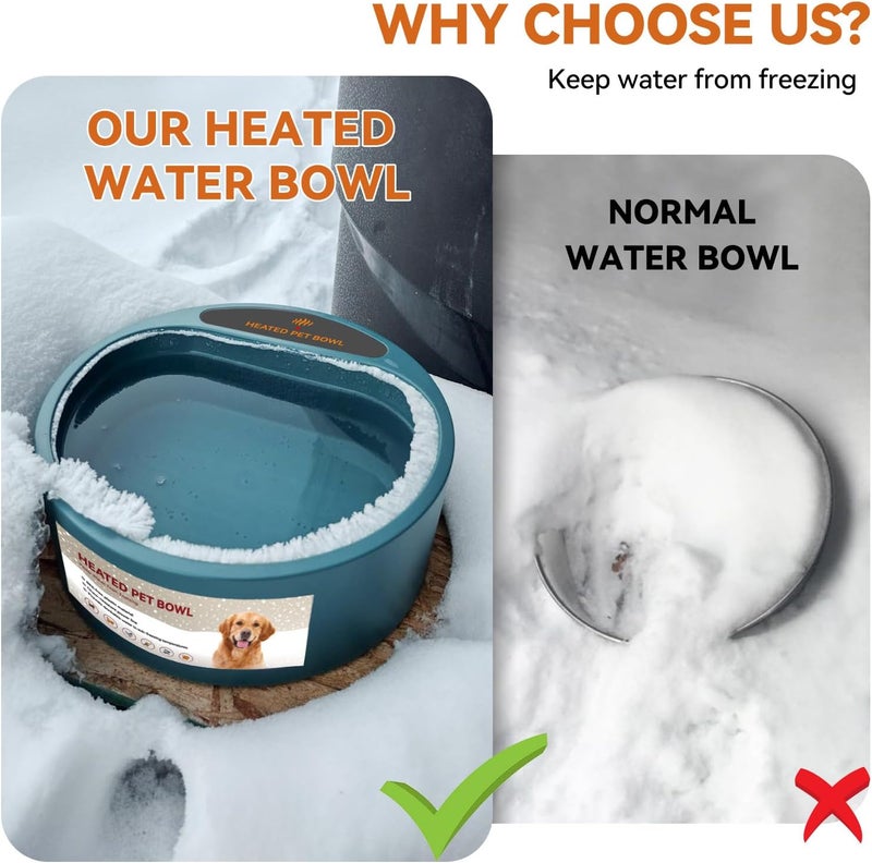 Billionchains 2.2L Heated Dog Bowl, Dog Thermal-Bowl Provides No Freeze Water, Pet Water Heater for Dogs/Cats/Chickens/Birds/Livestock, Green - Image 3